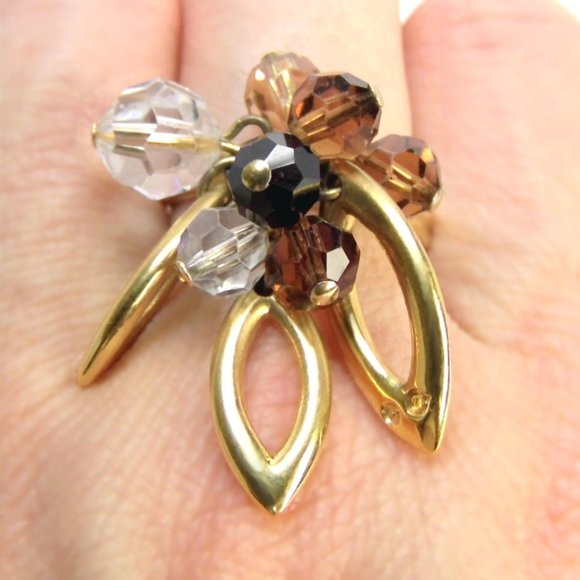 SWAROVSKI Gold over Sterling Silver Dangle Ring - Picture 9 of 9